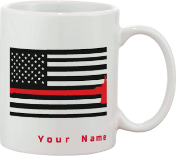 Red Line With American Flag Custom Mug